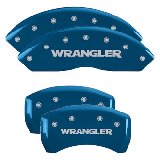 MGP® - Gloss Blue Caliper Covers with Wrangler Engraving (Full Kit, 4 pcs)