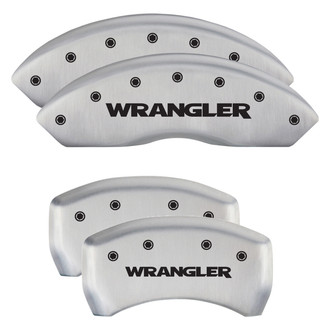 MGP® - Gloss White Caliper Covers with Wrangler Engraving (Full Kit, 4 pcs)