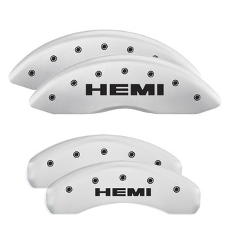 MGP® - Gloss White Caliper Covers with Hemi Engraving (Full Kit, 4 pcs)