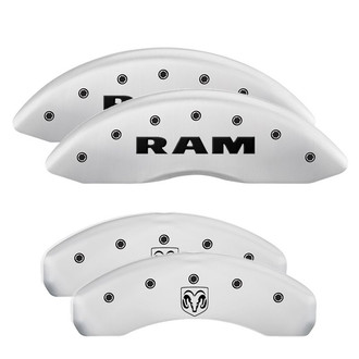 MGP® - Gloss White Caliper Covers with Ram / Ramhead Engraving (Full Kit, 4 pcs)