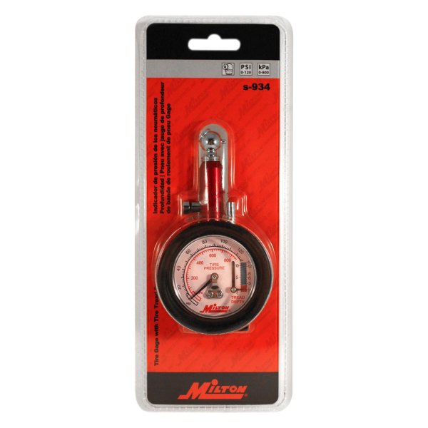 Milton® - 0 to 120 psi Dial Tire Pressure Gauge with Tire Tread Depth Gauge