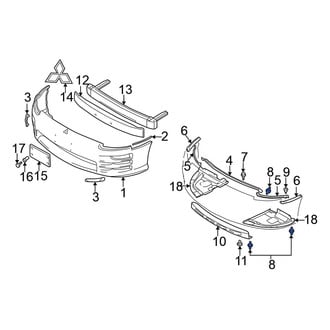 Mitsubishi OE - Rear Bumper Cover Retainer