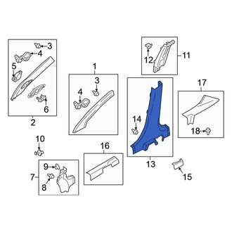 Mitsubishi OE - Left Lower Door Pillar Post Trim Set