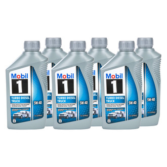 Mobil 1® 122253 - Turbo Diesel Truck™ SAE 5W-40 Full Synthetic Motor Oil, 1 Quart x 6 Bottles