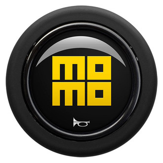 MOMO® - Heritage Series Matte Black with Yellow Logo Horn Button with Round Lip