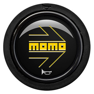 MOMO® - Matte Black Horn Button with Yellow Logo, with Flat Lip Profile Type