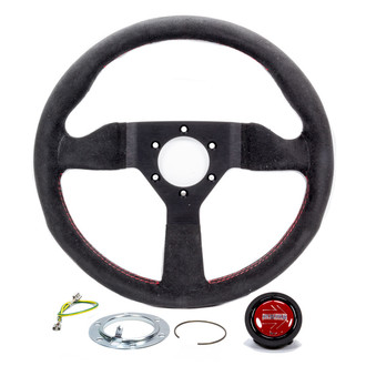 MOMO® - 3-Spoke Montecarlo Series Alcantara Leather Steering Wheel with Red Stitch