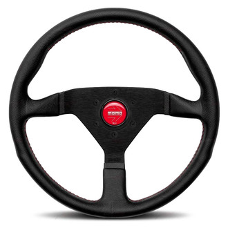MOMO® - 3-Spoke Montecarlo Series Leather Steering Wheel with Red Stitch