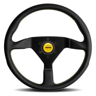 MOMO® - 3-Spoke Montecarlo Series Leather Steering Wheel with Yellow Stitch