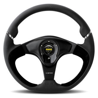 MOMO® NER35BK0B - 3-Spoke Nero Series Leather Steering Wheel with Suede Inserts