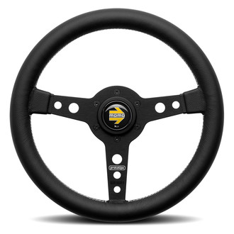 MOMO® - 3-Spoke Prototipo Series Leather Steering Wheel with Black Spokes