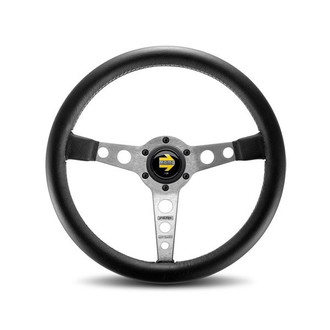 MOMO® - 3-Spoke Prototipo Series Leather Steering Wheel with Silver Spokes