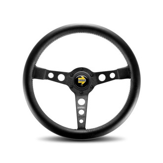 MOMO® - 3-Spoke Prototipo Series Leather Steering Wheel with Black Spokes