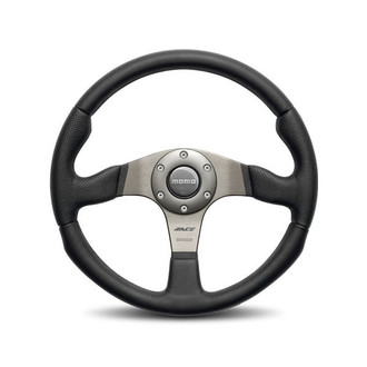MOMO® RCE35BK1B - 3-Spoke Race Series Leather Steering Wheel with Air Leather Inserts