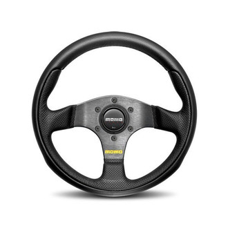 MOMO® TEA30BK0B - 3-Spoke Team Series Leather Steering Wheel with Air Leather Inserts