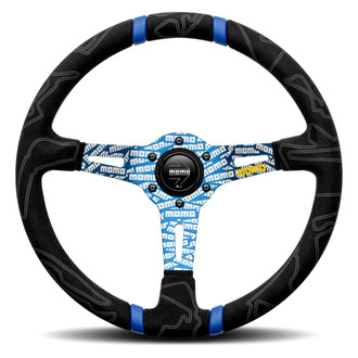 MOMO® - 3-Spoke Ultra Series Black Suede Steering Wheel with Blue Marker