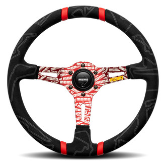 MOMO® - 3-Spoke Ultra Series Black Suede Steering Wheel with Red Marker
