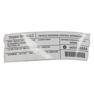 Mopar® - Vehicle Emission Control Information Label