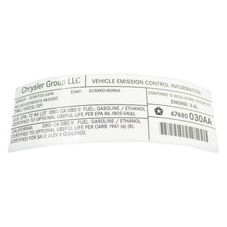 Mopar® - Vehicle Emission Control Information Label