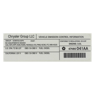 Mopar® - Vehicle Emission Control Information Label