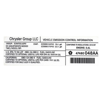 Mopar® - Vehicle Emission Control Information Label