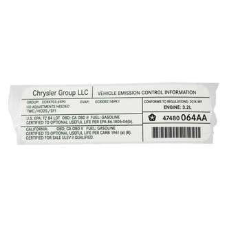 Mopar® - Vehicle Emission Control Information Label