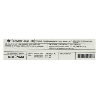 Mopar® - Vehicle Emission Control Information Label