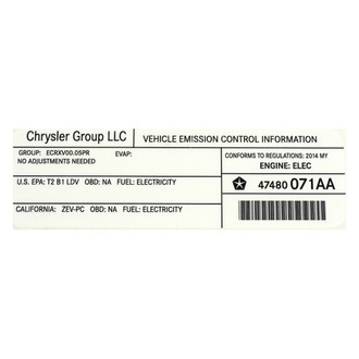 Mopar® - Vehicle Emission Control Information Label