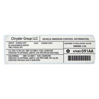Mopar® - Vehicle Emission Control Information Label