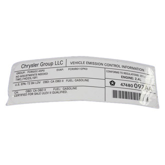 Mopar® - Vehicle Emission Control Information Label