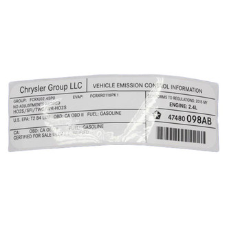 Mopar® - Vehicle Emission Control Information Label