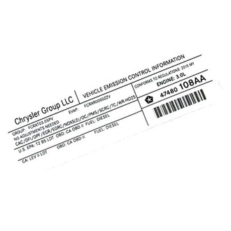 Mopar® - Vehicle Emission Control Information Label