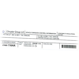 Mopar® - Vehicle Emission Control Information Label