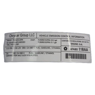 Mopar® - Vehicle Emission Control Information Label