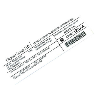 Mopar® - Vehicle Emission Control Information Label