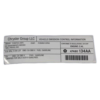 Mopar® - Vehicle Emission Control Information Label