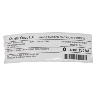 Mopar® - Vehicle Emission Control Information Label