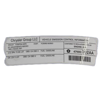 Mopar® - Vehicle Emission Control Information Label
