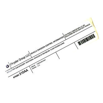 Mopar® - Vehicle Emission Control Information Label