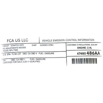 Mopar® - Vehicle Emission Control Information Label