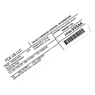 Mopar® - Vehicle Emission Control Information Label