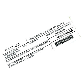 Mopar® - Vehicle Emission Control Information Label