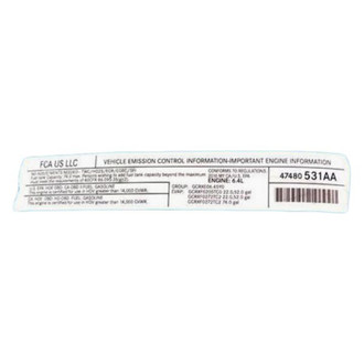 Mopar® - Vehicle Emission Control Information Label