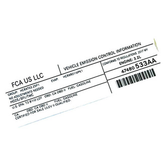 Mopar® - Vehicle Emission Control Information Label