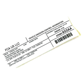 Mopar® - Vehicle Emission Control Information Label