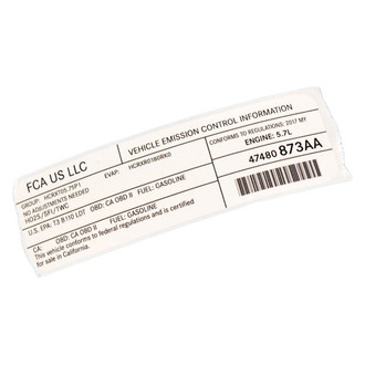 Mopar® - Vehicle Emission Control Information Label
