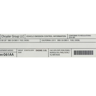 Mopar® - Vehicle Emission Control Information Label