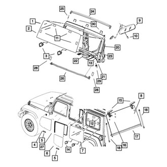 Jeep OE - Center Door Glass Attaching Clips