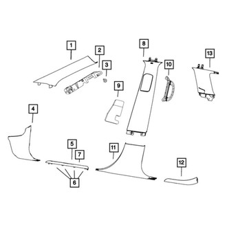Jeep OE - Right Upper Door Pillar Post Trim Set
