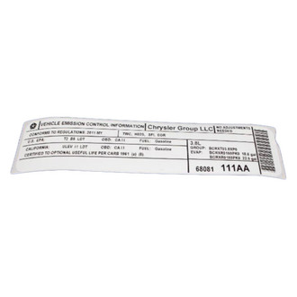 Mopar® - Vehicle Emission Control Information Label